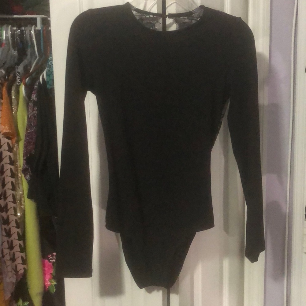 Black backless body suit
